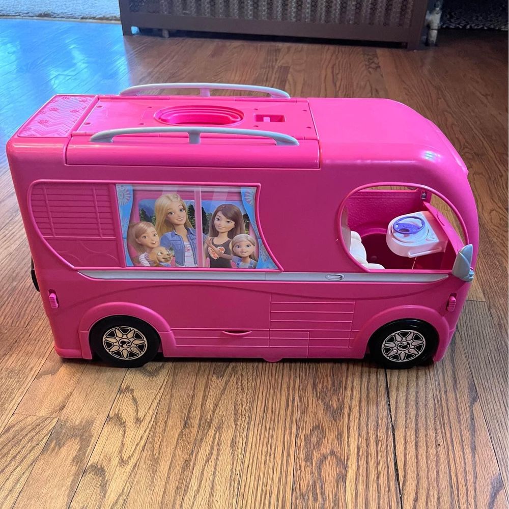 Barbie RV Camper Pop up Dolls Vehicle Girls Camping Toy Trailer